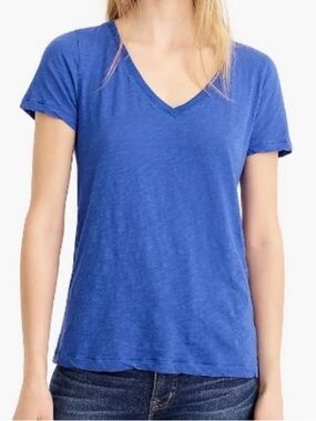 J.Crew Royal Blue Vintage Cotton V-Neck Tee M Simple Basic Staple Casual Women’s